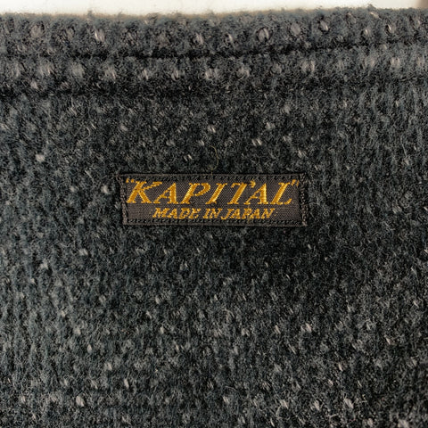 KAPITAL Size M Charcoal Woven Cotton Hooded Toggle Closure Coat