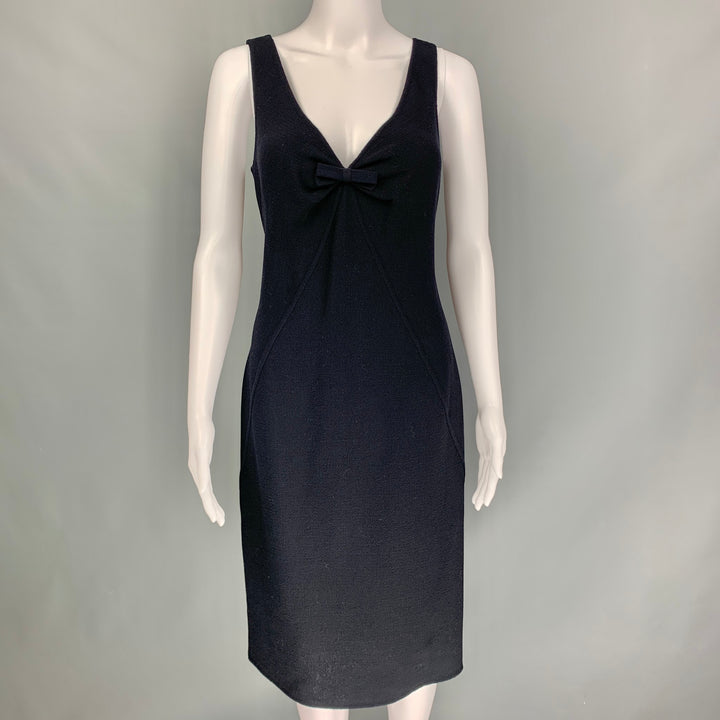 OSCAR DE LA RENTA Size 8 Navy Wool Sleeveless Dress