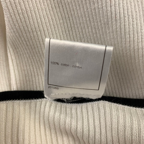CHANEL Talla 6 Jersey peplum de algodón acanalado blanco y negro