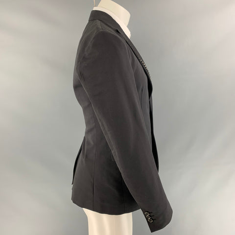 JUST CAVALLI Size 38 Black Studded Cotton Peak Lapel Sport Coat