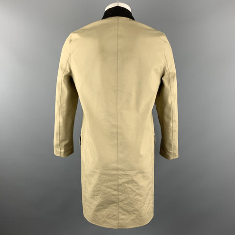 BALENCIAGA Size 38 Khaki Mixed Materials Coated Double Breasted Cotton Coat