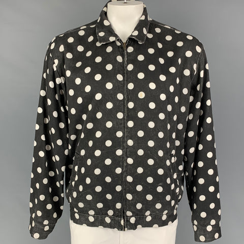 SUPREME Size XL Black White Polka Dot Rayon Zip Up Jacket