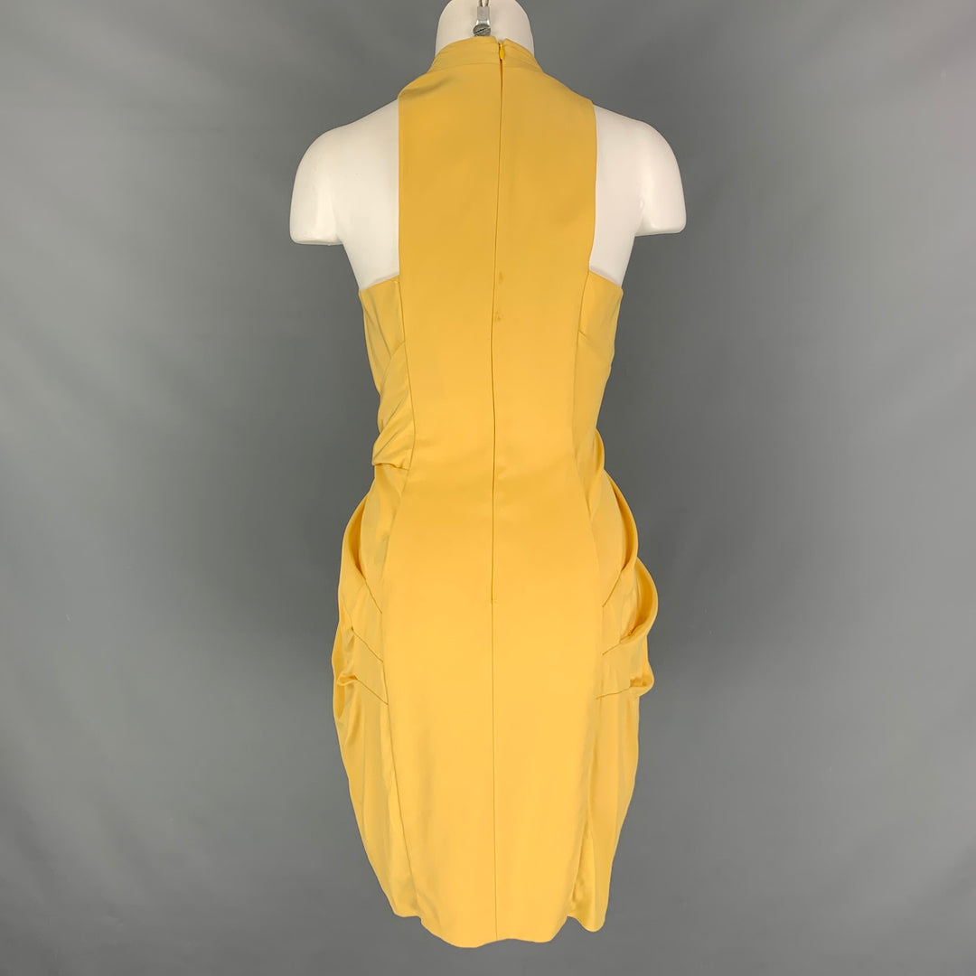 CATHERINE MALANDRINO Size 4 Yellow Silk Wrap Dress