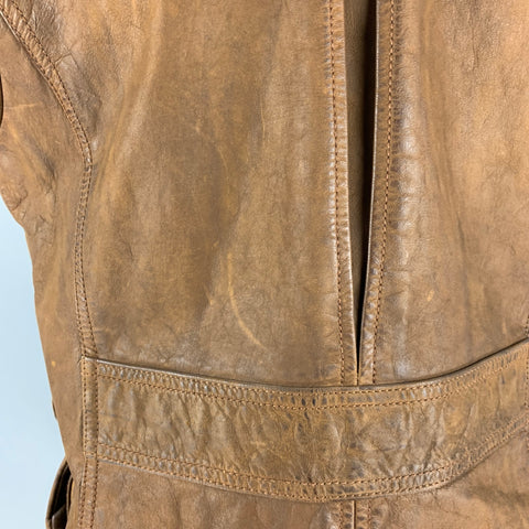 RALPH LAUREN Chaleco de cuero marrón talla M