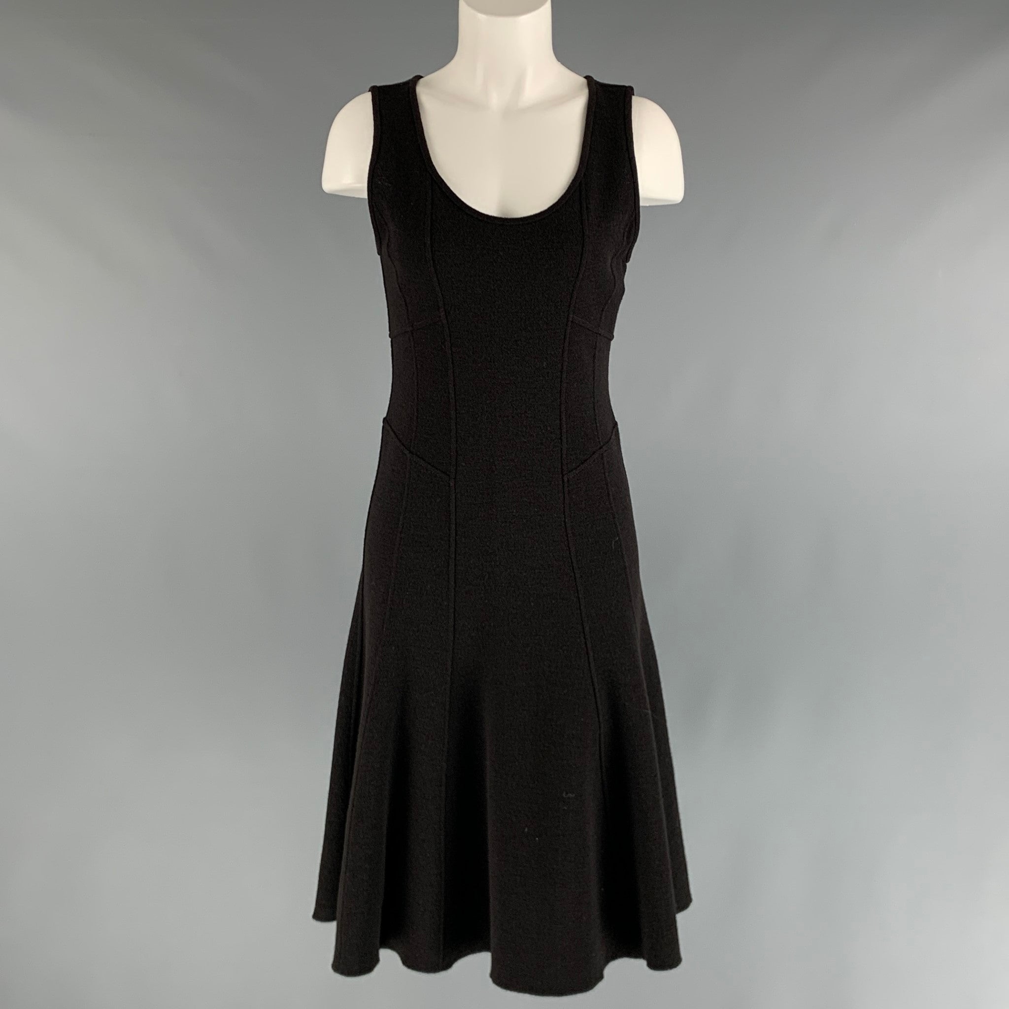 ARMANI COLLEZIONI Size 4 Black Wool Sleeveless Dress Sui Generis