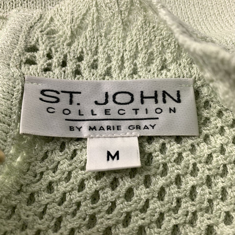 ST. JOHN Size M Green Knit Short Sleeve Top