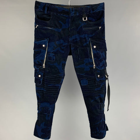 FAITH CONNEXION Size L Navy Blue Corduroy Cotton Cargo Pockets Casual Pants