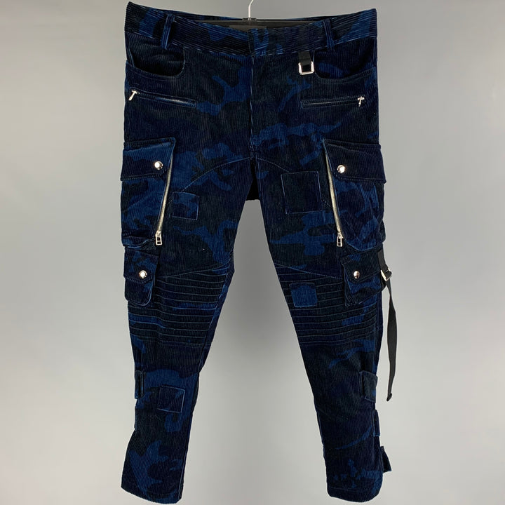 FAITH CONNEXION Size L Navy Blue Corduroy Cotton Cargo Pockets Casual Pants