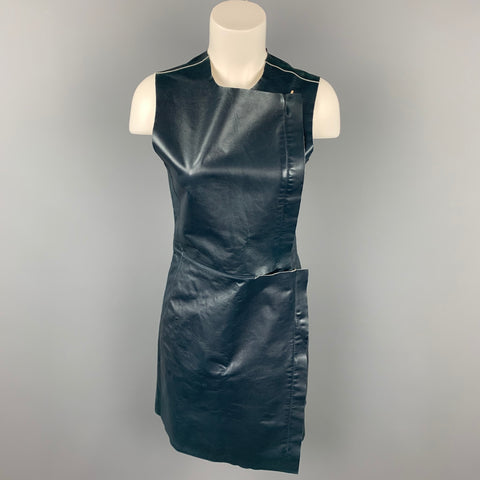 COLECCIÓN CALVIN KLEIN Talla 2 Vestido tubo de piel de cordero de cuero azul oscuro