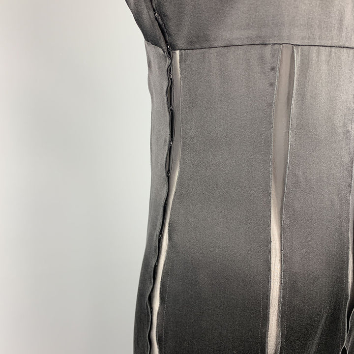 ALBERTA FERRETTI Size 6 Black Silk Sheer Panel Cocktail Dress
