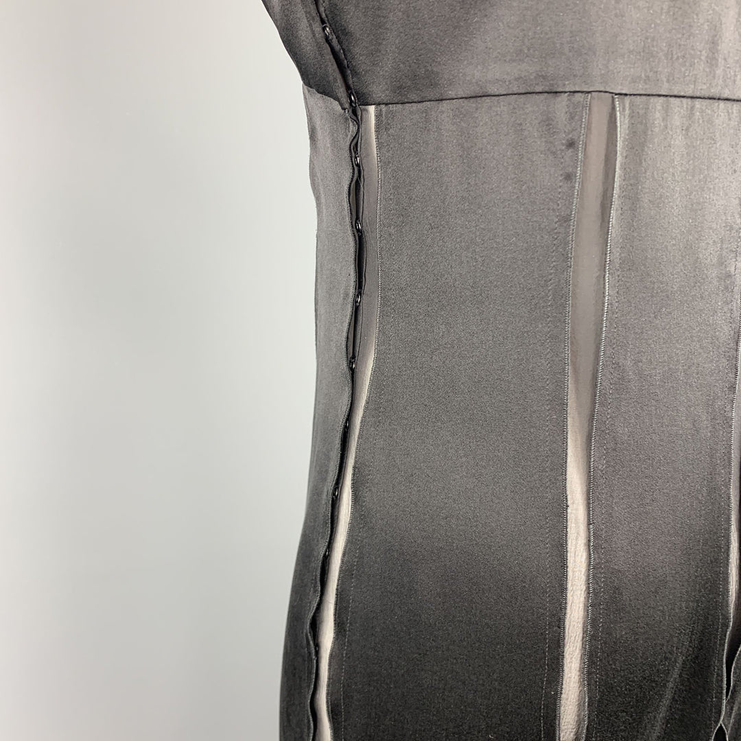 ALBERTA FERRETTI Talla 6 Vestido de cóctel con panel transparente de seda negro