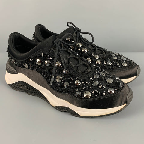 ASH Zapatillas sin cordones de nailon blanco y negro talla 9