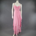 ESCADA COUTURE Size 8 Pink Silk Pleated Bust Gold Charm Strap Evening Gown ESCADA