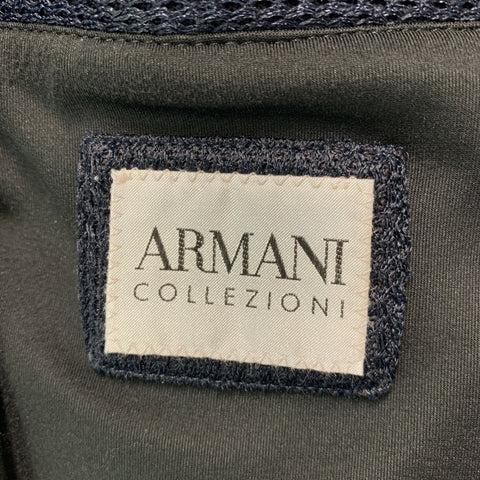 ARMANI COLLEZIONI Size 42 Navy Black Textured Jacket