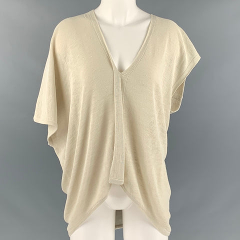 MARIA CORNEJO Size L Beige Linen Nylon Sleeveless Casual Top