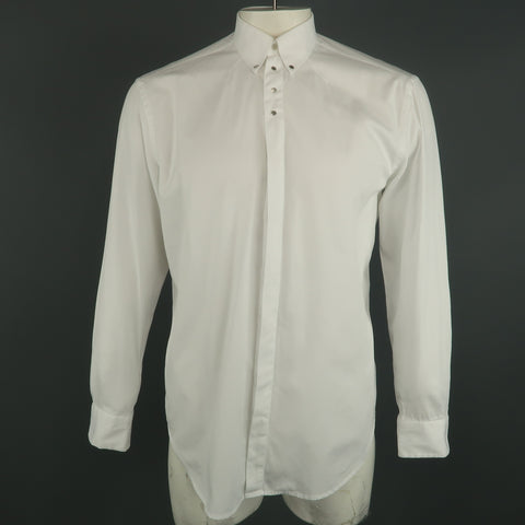 GIVENCHY Camisa de manga larga con botones de algodón liso blanco talla M