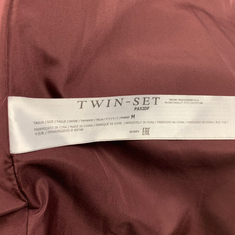 TWIN-SET Size M Burgundy Viscose Blend Single Breasted Coat
