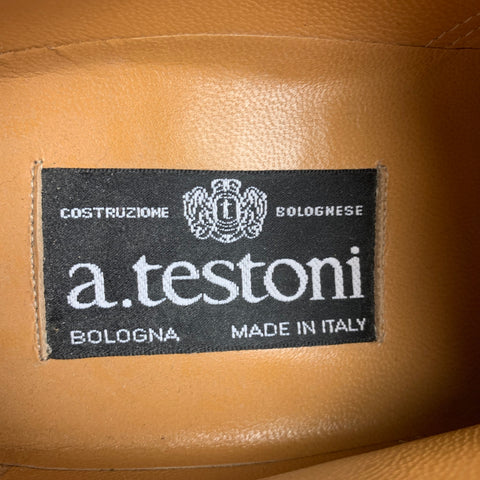 A.TESTONI Size 10.5 Tan Leather Wingtip Lace Up Shoes