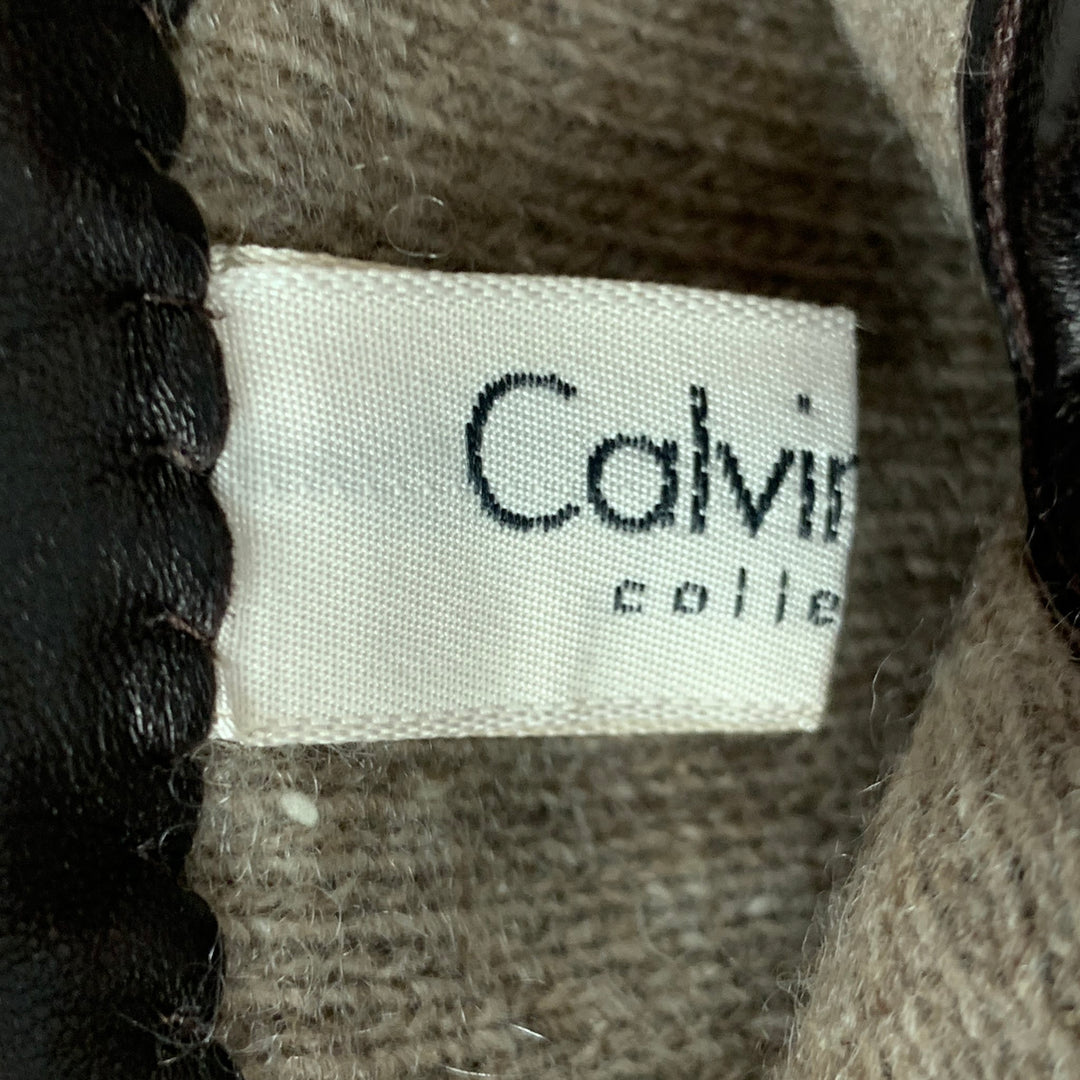 CALVIN KLEIN Brown Leather Cashmere Gloves