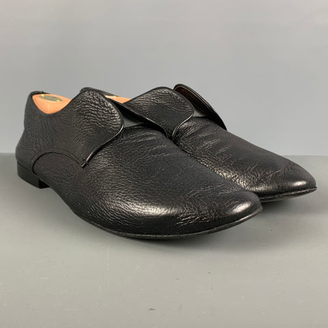 LANVIN Size 11 Black Solid Leather Slip On Loafers