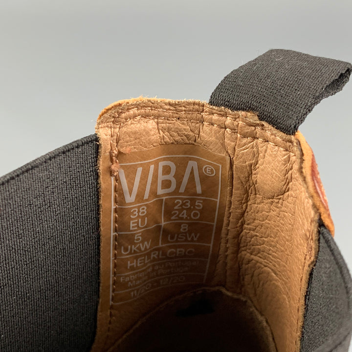 VIBA Botas Chelsea planas de cuero color canela talla 8