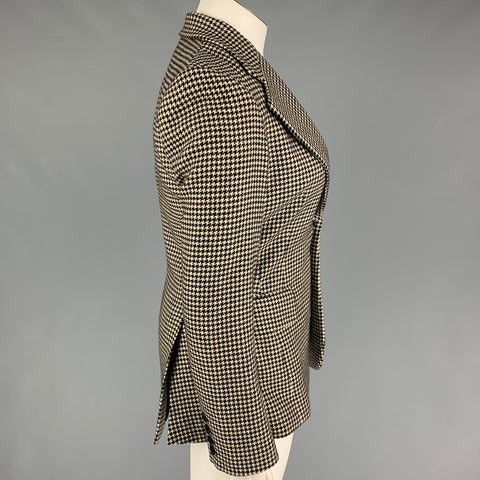 RALPH LAUREN Collection Size 10 Black Beige Houndstooth Jacket Blazer