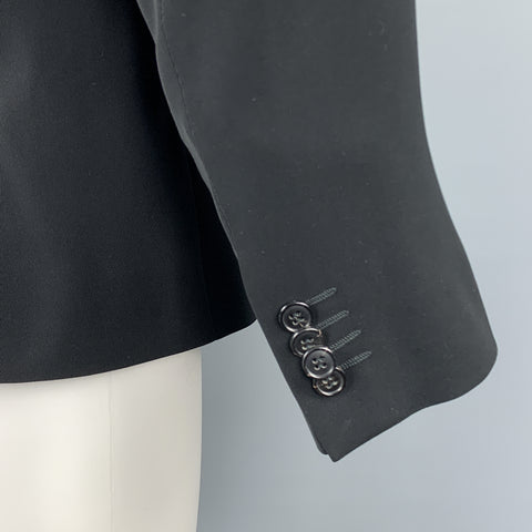 EMPORIO ARMANI Size 38 Black Polyester Notch Lapel Double Buttoned Sport Coat