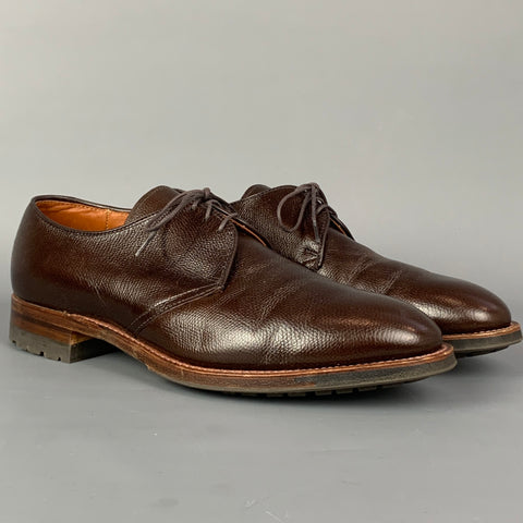 ALDEN 9410 Size 10 Brown Pebble Grain Leather Lace Up Lace Up Shoes