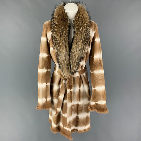 Vintage NIGEL PRESTON Size S Tan Cream Belted Coat