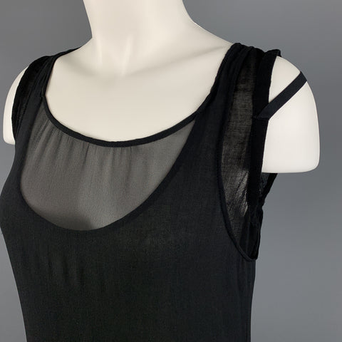 HELMUT LANG Size 2 Black Silk & Wool Layered Tank Bubble Dress