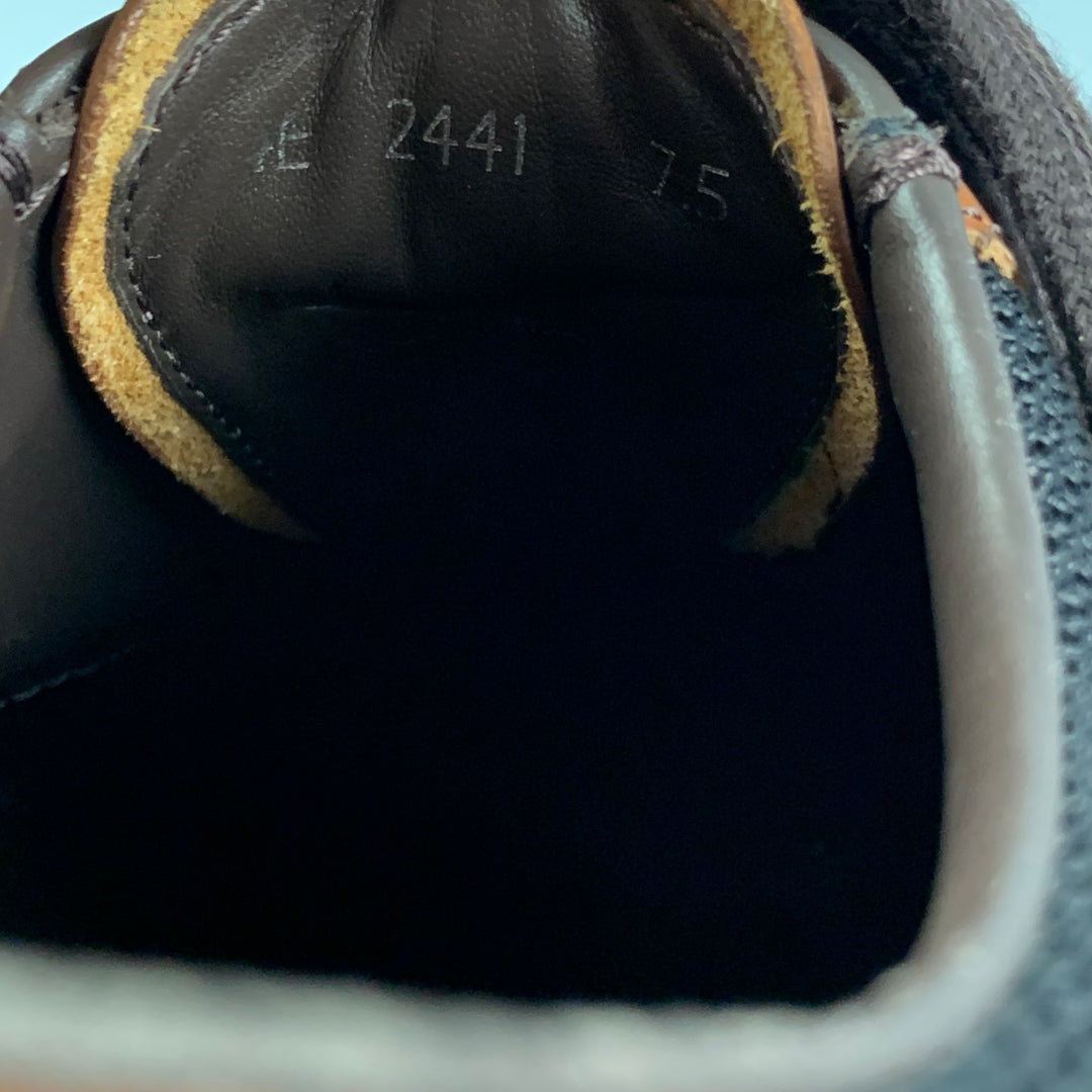 PRADA Size 7.5 Black Tan Mesh Lace Up Sneakers