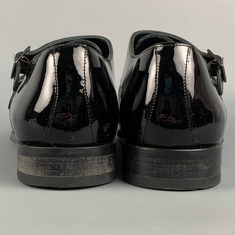SUIT SUPPLY Size 10 Black Leather Double Monk Strap Loafers
