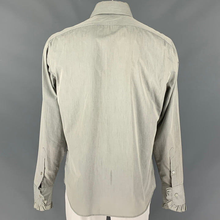 J. LINDEBERG Size XXL Grey Ruffled Cotton Blend Button Up Long Sleeve Shirt
