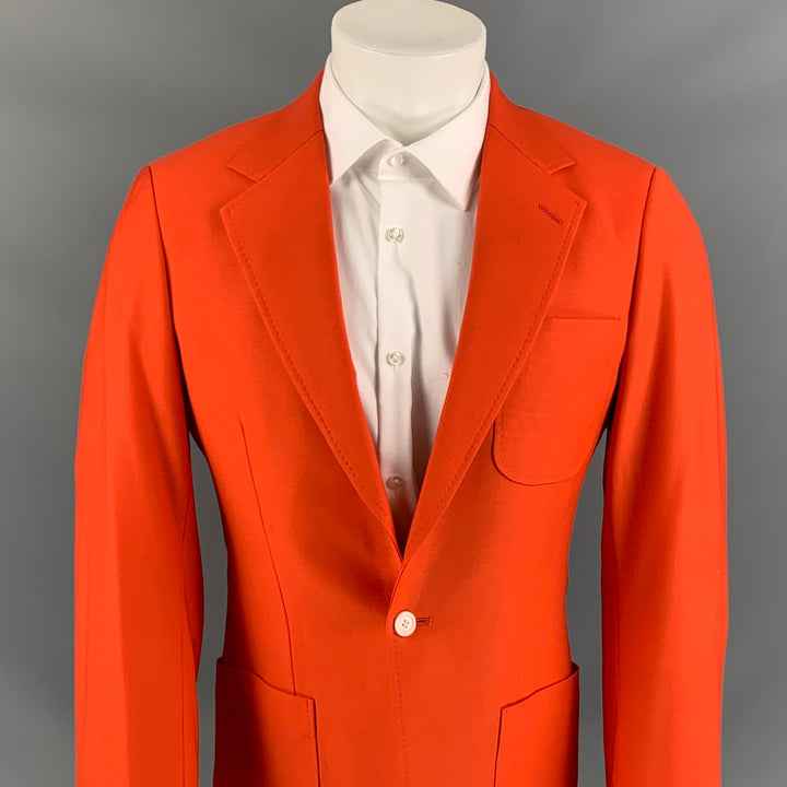 RICHFRESH Size 40 Orange Wool Notch Lapel Custom Made Sport Coat