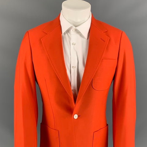 RICHFRESH Taille 40 Manteau de sport sur mesure à revers cranté en laine orange