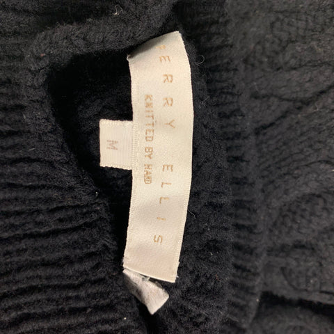 PERRY ELLIS Size M Black Wool Blend Knitted Turtleneck Sweater