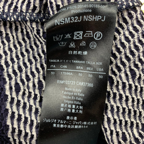 GIORGIO ARMANI Size M Navy & White Textured Viscose Blend Raglan Pullover