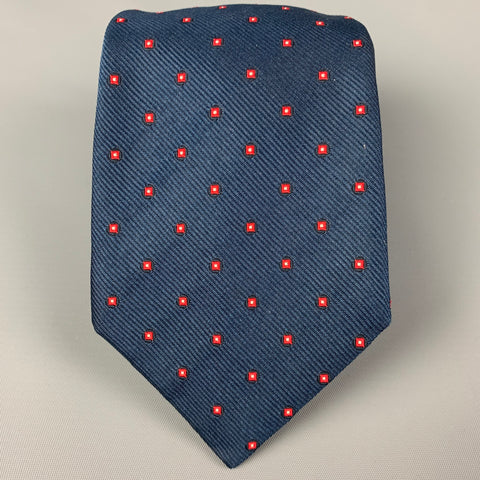 HUNTSMAN Navy Red Dots Silk Twill Tie