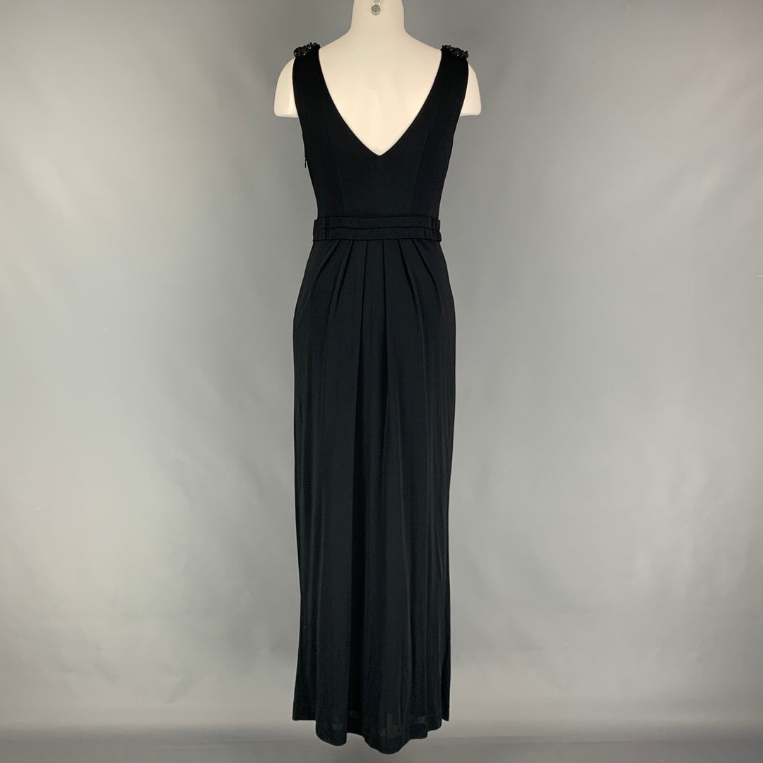 LA PERLA Taille 8 Robe longue en nylon viscose noir embellissement