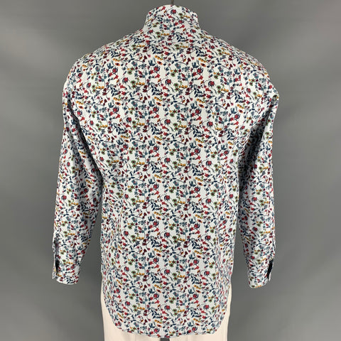 PAUL SMITH Size L White Multicolour Floral Long Sleeve Shirt