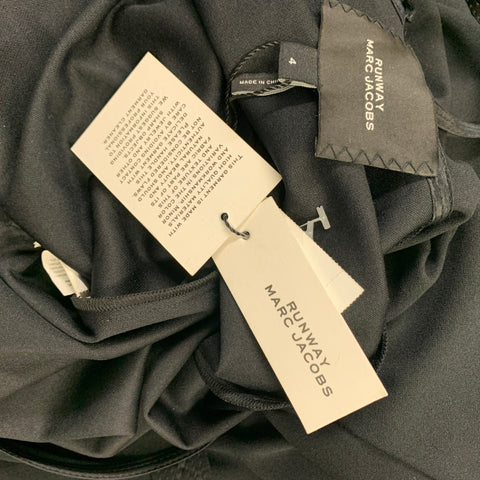 MARC JACOBS Vestido con cinturón liso de poliéster negro talla 4