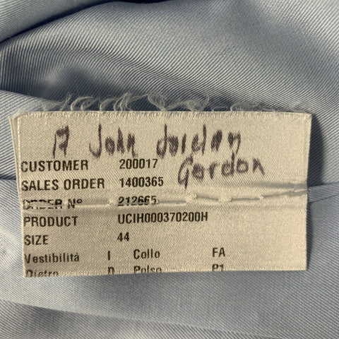 KITON Size XL Light Blue Solid Cotton Spread Collar Long Sleeve Shirt