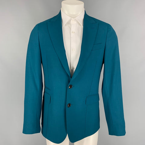 PAUL SMITH Soho Fit Taille 38 Sarcelle Peak Revers Manteau de sport en laine régulière