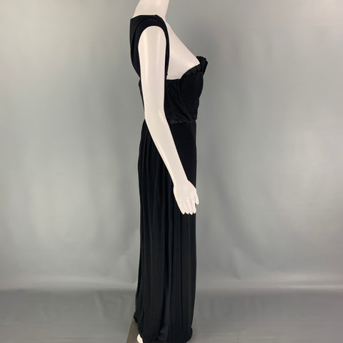GIAMBATTISTA VALLI Size L Black Silk Sleeveless Bustier Gown Dress