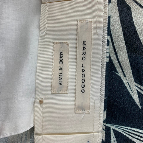 MARC JACOBS Size 38 Navy & Off White Print Cotton Zip Fly Shorts