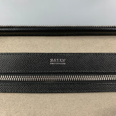 BALLY Black Textured Leather Briefcase Bag