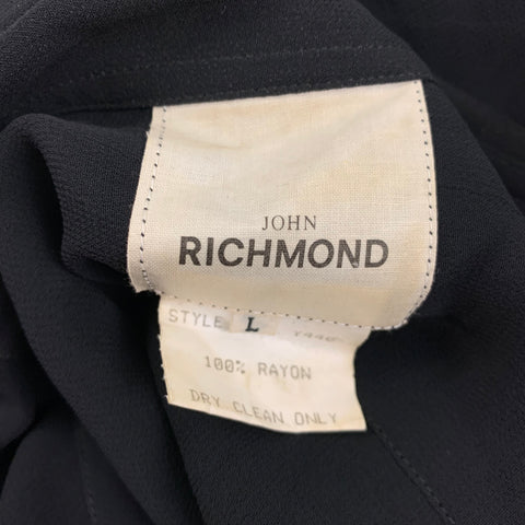 JOHN RICHMOND Size L Black See-Through Rayon Sleeveless Shirt