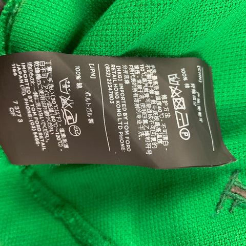 TOM FORD Size S Green Pique Buttoned Collar Polo