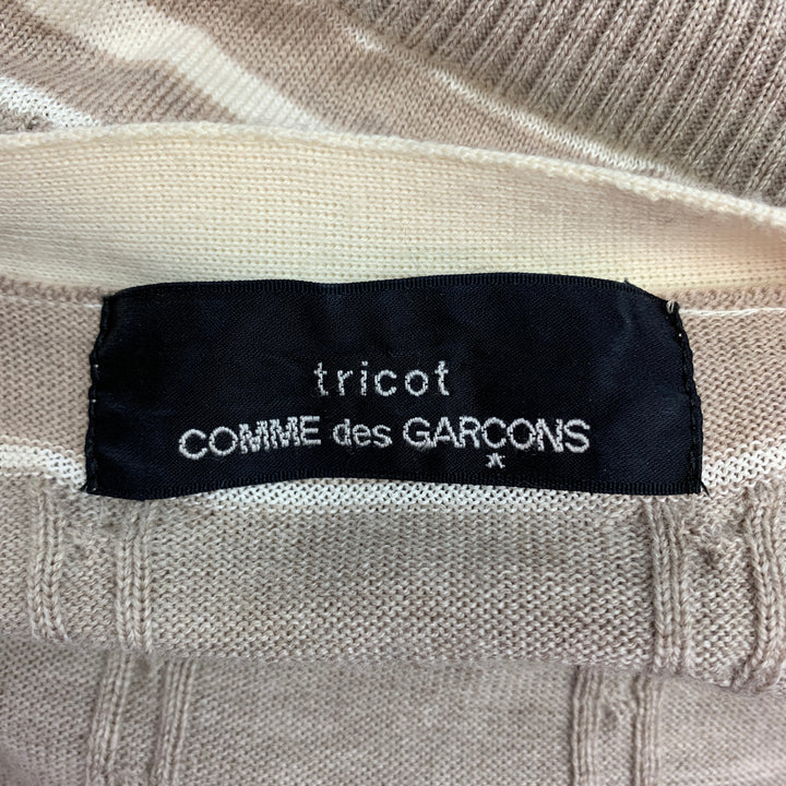COMME des GARCONS TRICOT Size M Taupe & Cream Textured Knit Cardigan