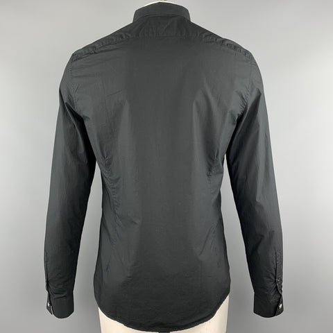 VERSUS by GIANNI VERSACE Size M Black Solid Cotton Long Sleeve Shirt